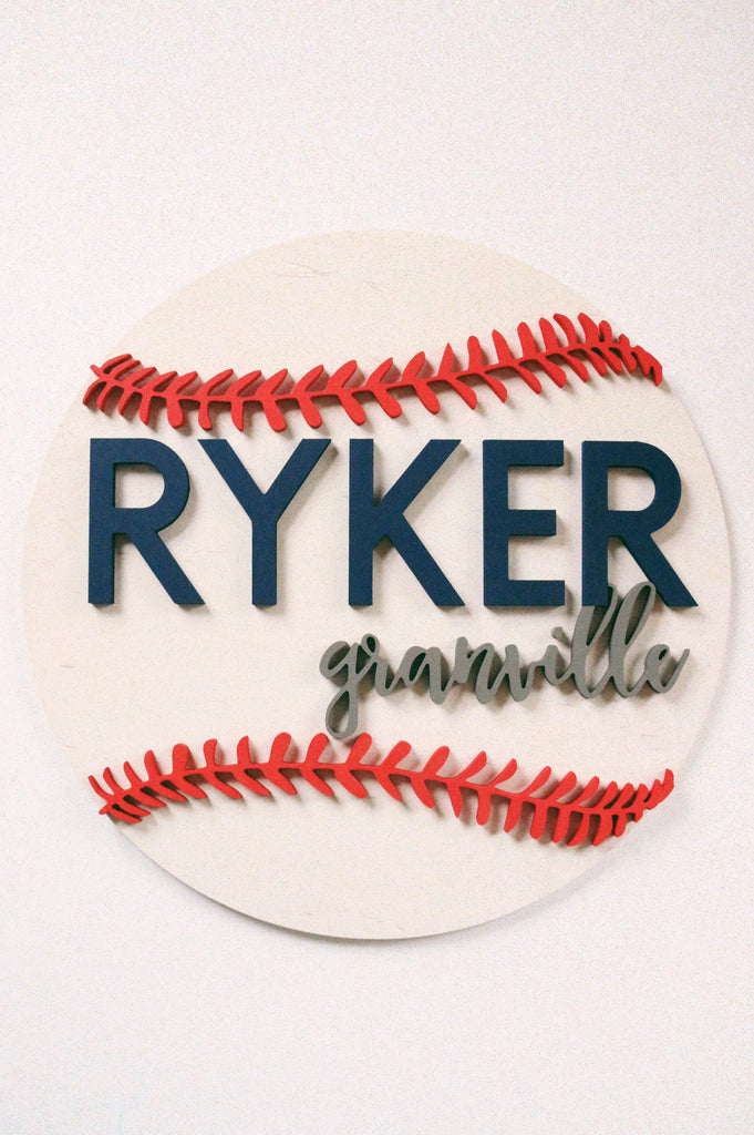 24" Baseball Sticth Round Name Sign