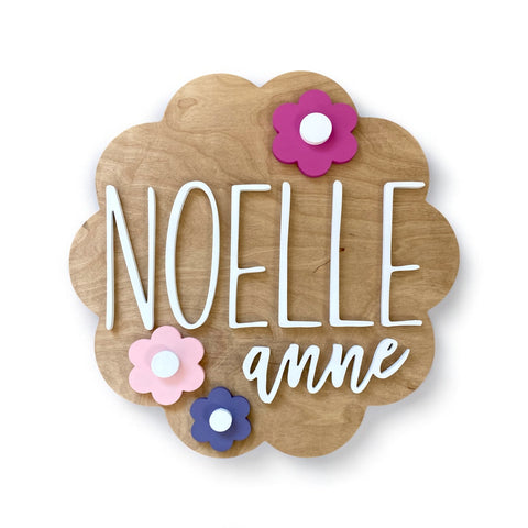 24" Retro Flower Scallop Name Sign