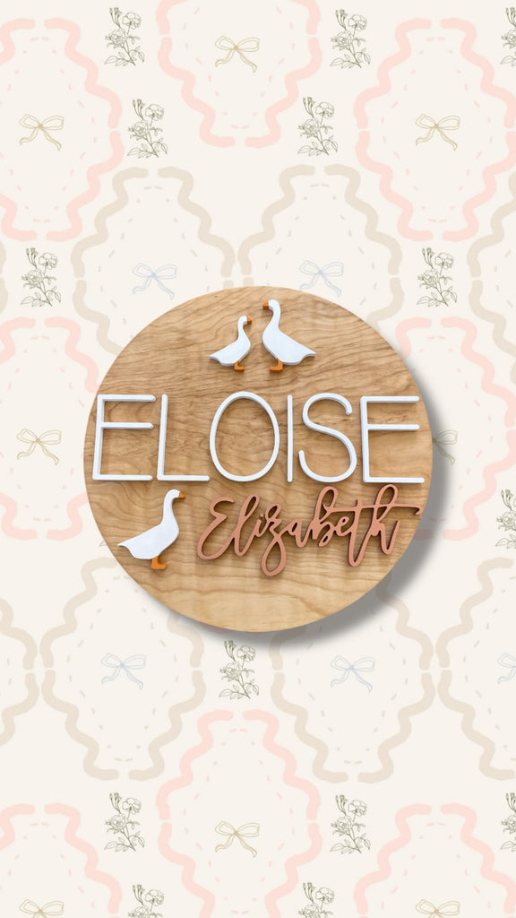 24" Geese Round Name Sign