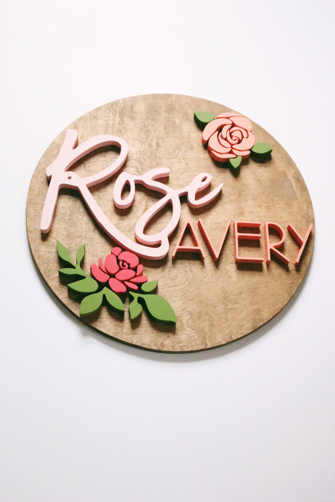 18" Roses Round Name Sign