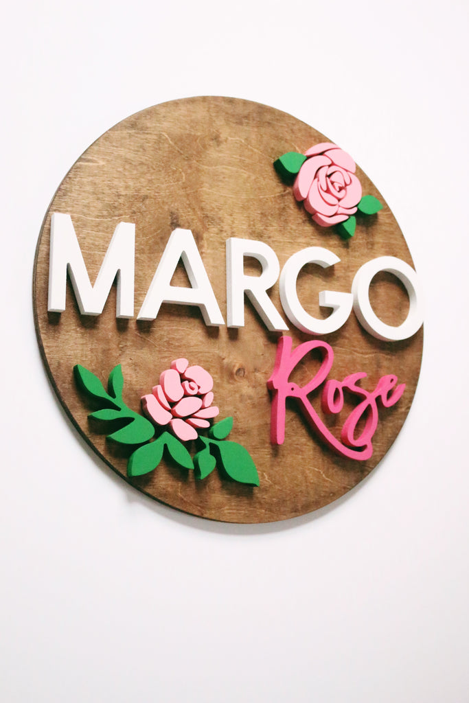 18" Roses Round Name Sign