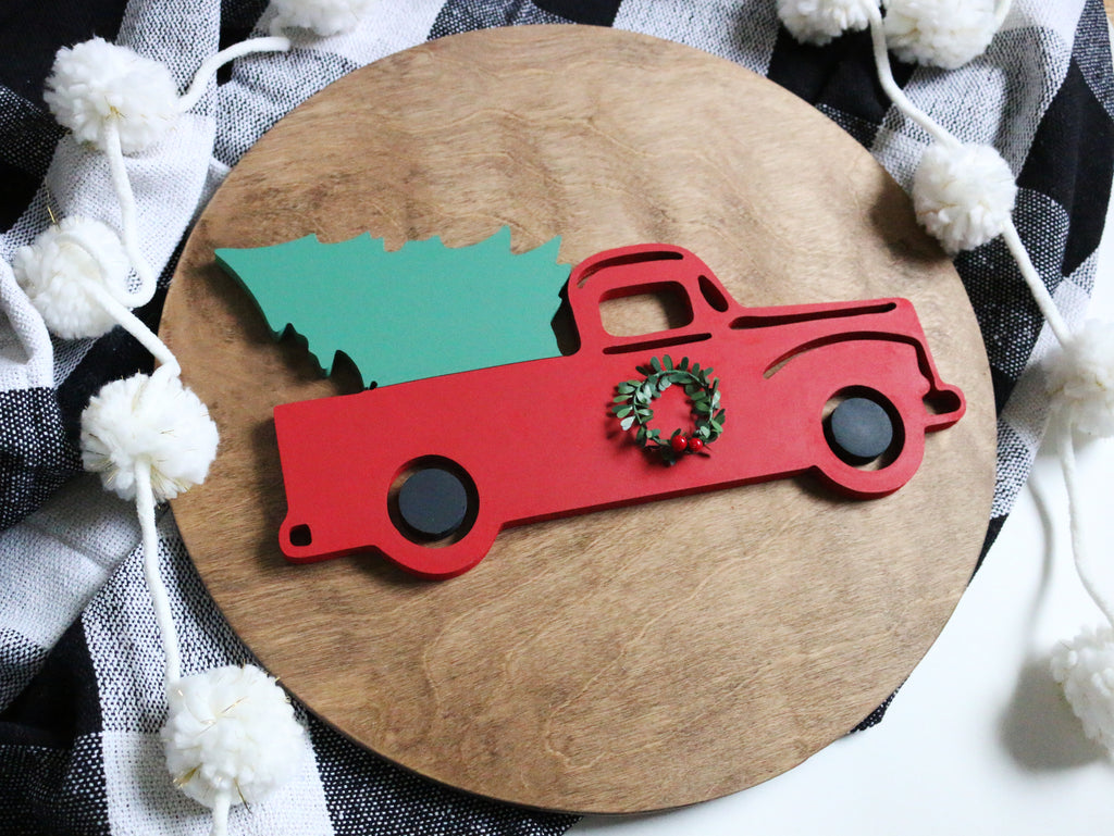 18" Red Christmas Tree Truck