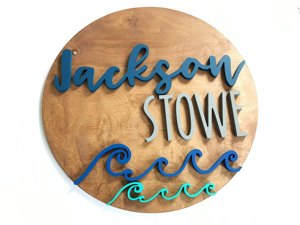 24" Waves Round Name Sign