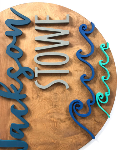 18" Waves Round Name Sign