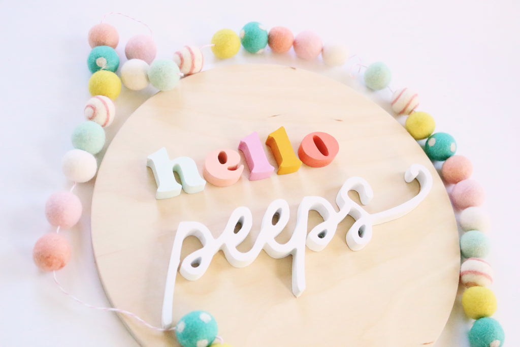 12" Hello Peeps Spring Sign
