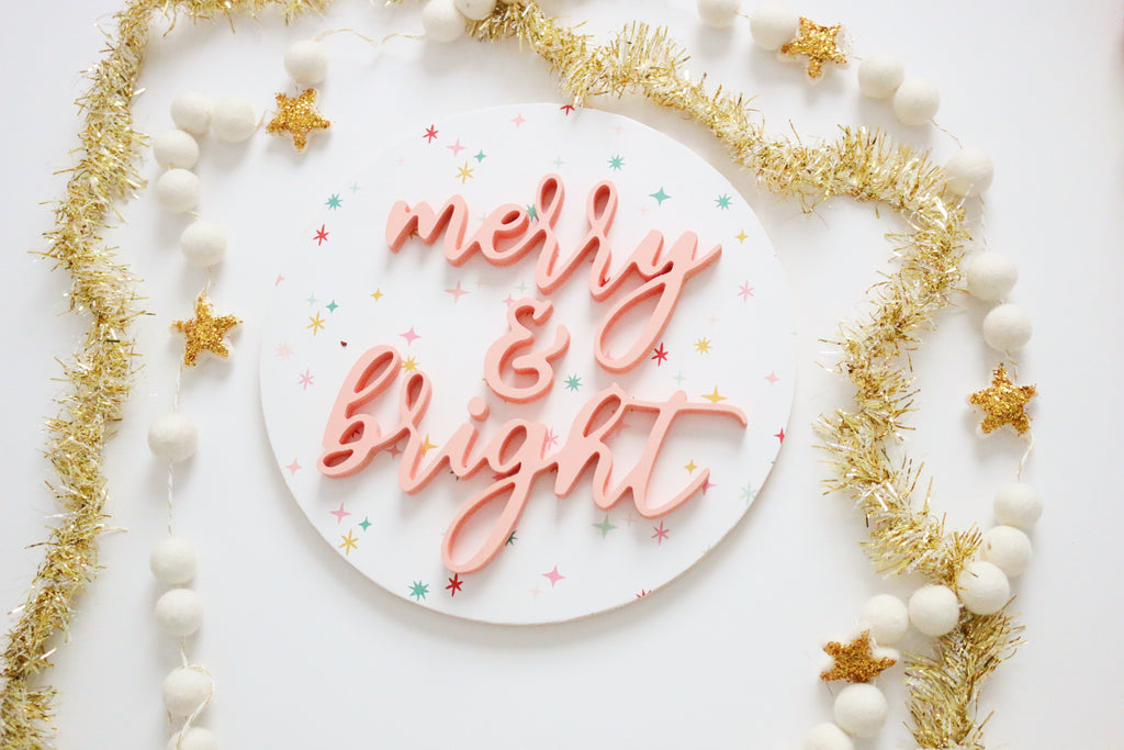 12" Merry & Bright Christmas Sign