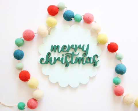 12" Blue & Green Scallop Christmas Sign