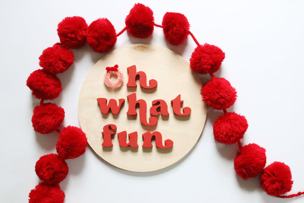 12" Red Oh What Fun Christmas Sign